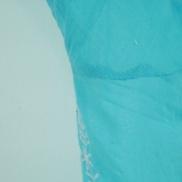 Gretchen Scott Large Top Cotton Gauze Embroidered Popover Sheer Blue Beachy - Picture 7 of 11